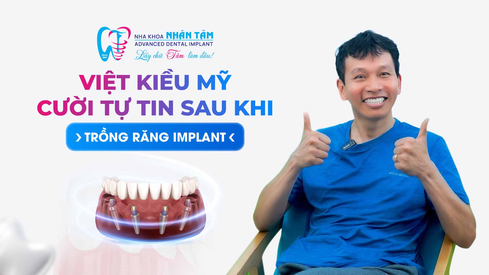 Hình: Việt kiều Mỹ cười tự tin sau khi trồng răng Implant