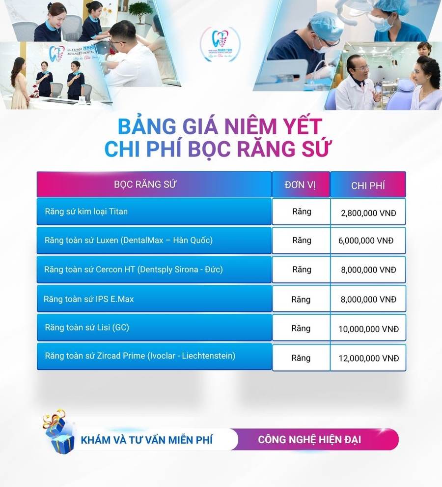 Bảng giá bọc răng sứ tham khảo, bạn vui lòng đến Nha Khoa Nhân Tâm để được thăm khám và tư vấn miễn phí Hình: Bảng giá bọc răng sứ tham khảo, bạn vui lòng đến Nha Khoa Nhân Tâm để được thăm khám và tư vấn miễn phí