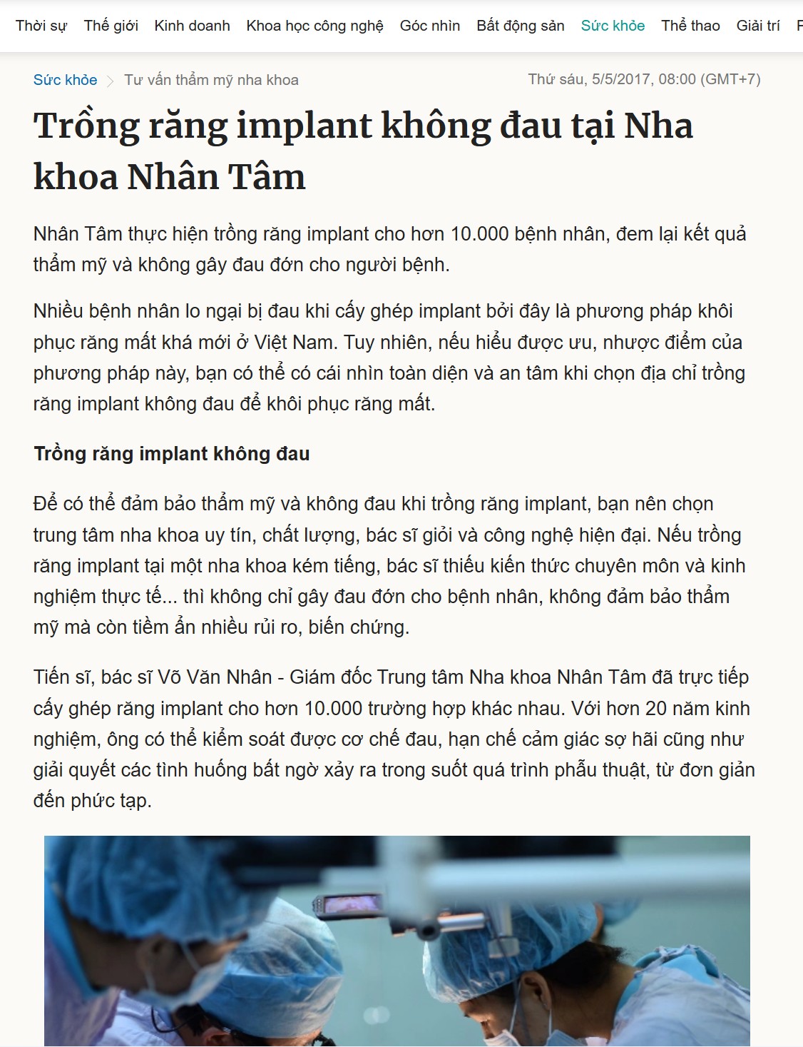 Trồng răng implant không đau - VnExpress