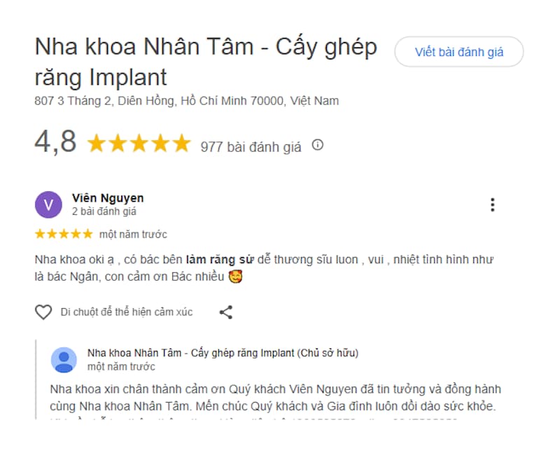 địa chỉ làm răng sứ không đau tphcm
