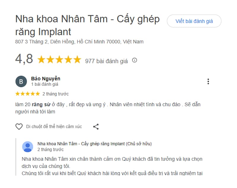 nha khoa răng sứ thẩm mỹ tốt ở sài gòn