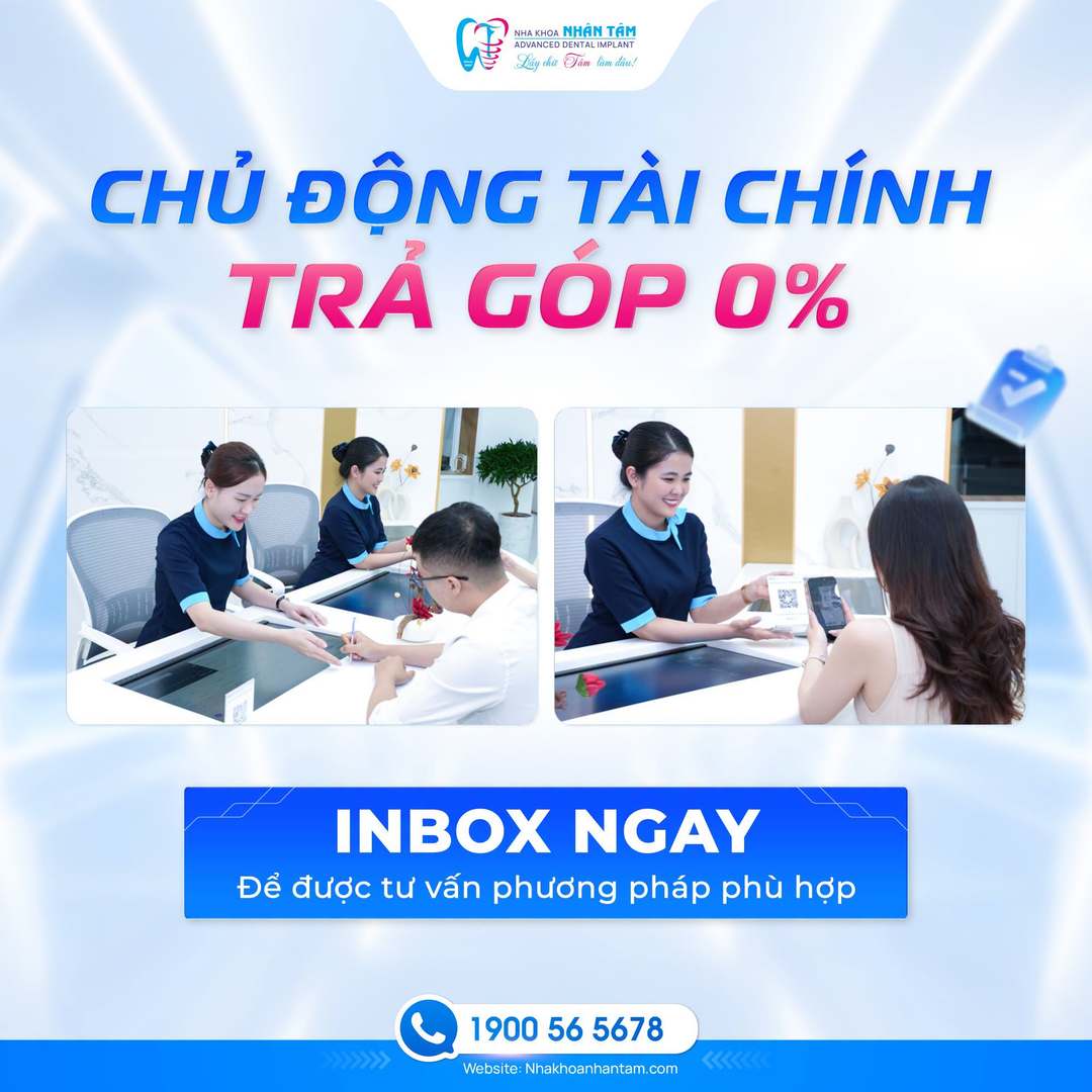 Hình: Nha khoa Nhân Tâm hỗ trợ chính sách thanh toán trả góp linh hoạt, giảm bớt gánh nặng tài chính cho khách hàng