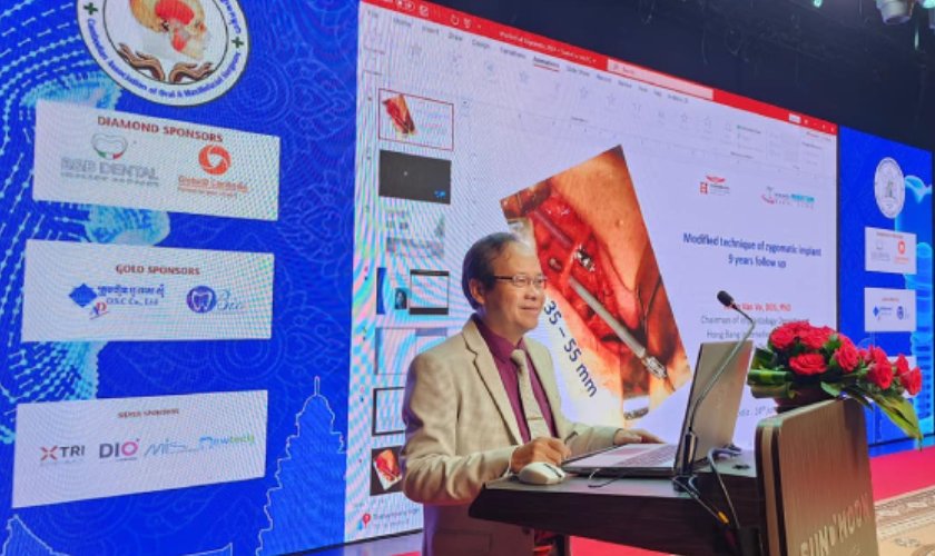 Bác sĩ Nhân báo cáo tại hội nghị CAOMS