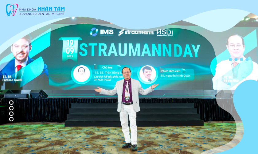 Hình: Ts.Bs Võ Văn Nhân báo cáo tại hội nghị Straumann 2025 