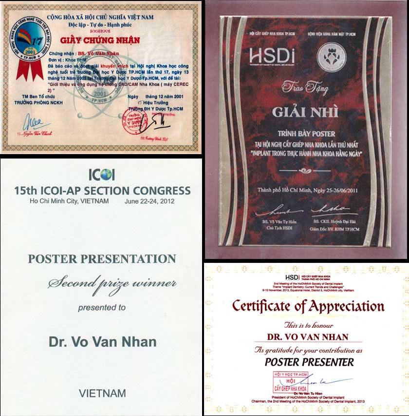 Giải thưởng của Tiến sĩ, Bác sĩ Võ Văn Nhân