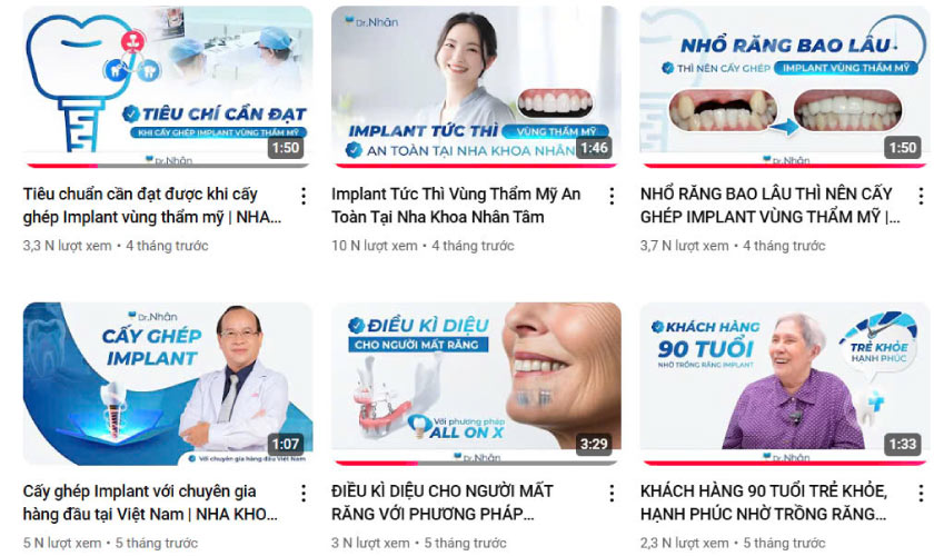 Kênh youtube trồng răng implant Dr Nhân chia sẻ thông tin hữu ích về cấy ghép Implant