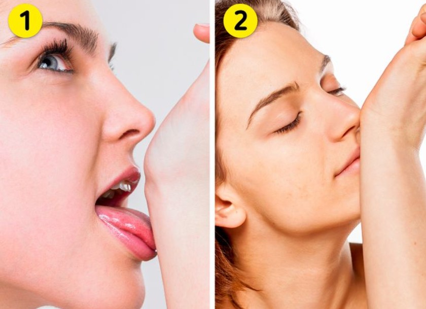 Liếm cổ tay là cách đơn giản để nhận biết nước bọt có mùi hôi