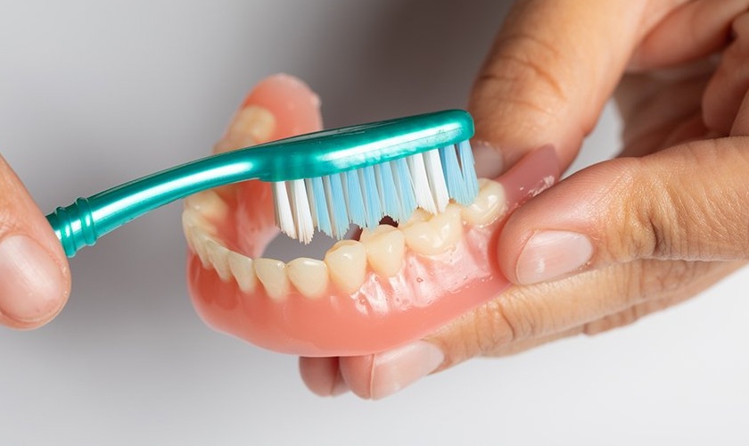 Cần vệ sinh răng giả đúng cách trước và sau khi sử dụng