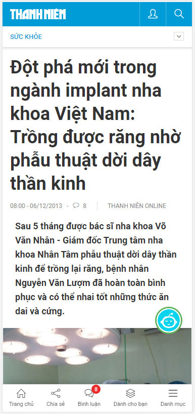 Trồng được răng nhờ phẫu thuật dời dây thần kinh Trồng được răng nhờ phẫu thuật dời dây thần kinh
