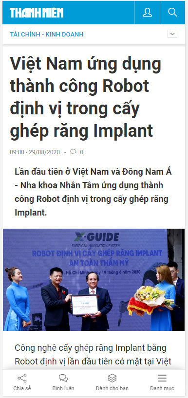 Việt Nam ứng dụng thành công Robot định vị trong cấy ghép răng Implant Việt Nam ứng dụng thành công Robot định vị trong cấy ghép răng Implant