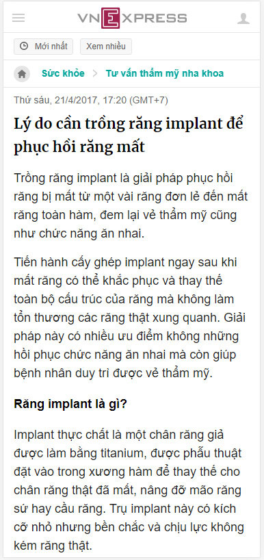 Lý do cần trồng răng implant để phục hồi răng mất Lý do cần trồng răng implant để phục hồi răng mất